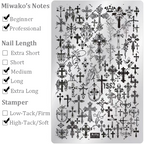 Cross Stamping Plate -Gothic Denim Nail Art for DIY Manicure Salon Design Supplies Tools