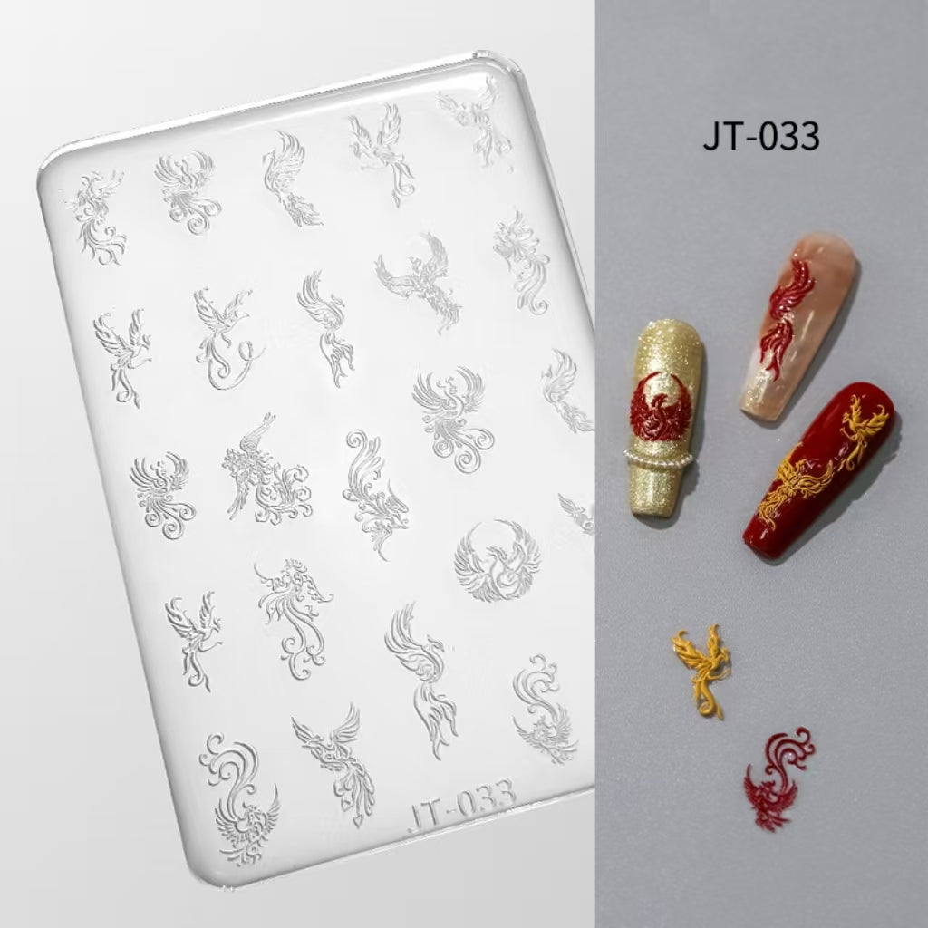Bohemian Silicone Mold - Shallow Groove for 3D Effect Embossed Stickers, Nail Art Decoration Carving Templates for DIY Precise Pattern