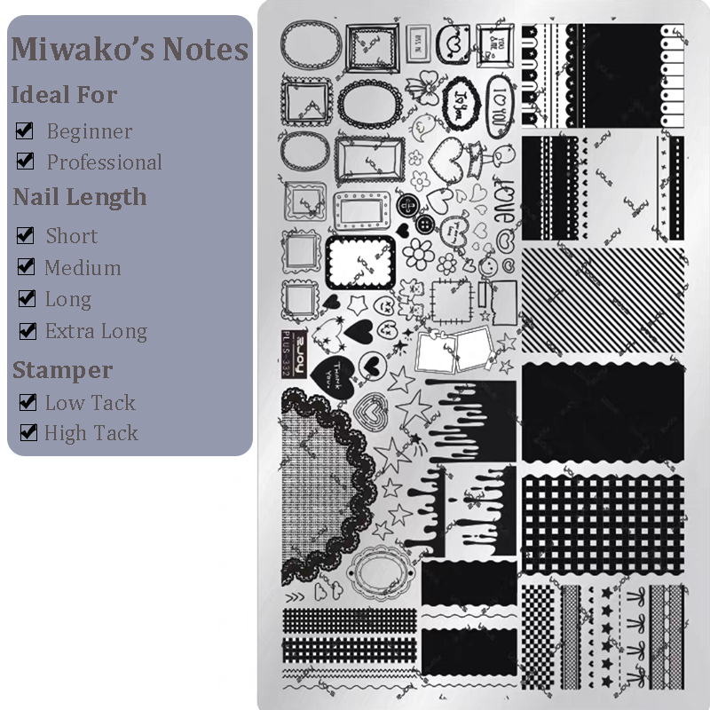 Cute Collage Stamping Plate - Korean style Nail Art for DIY Manicure Salon Design Supplies Tools