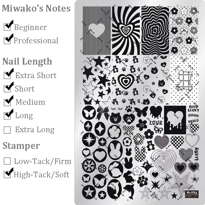 Heart Bow Stamping Plate - Collage Cute Style Nail Art for DIY Manicure Salon Design Supplies Tools