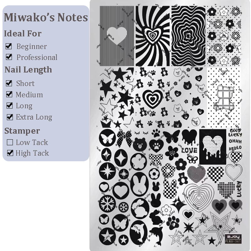 Heart Stamping Plate - Collage Cute Style Nail Art for DIY Manicure Salon Design Supplies Tools