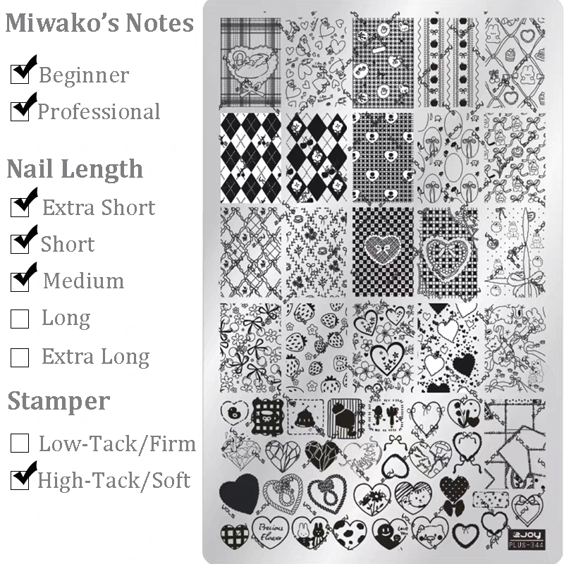 Heart Bow Stamping Plate - Collage Cute Style Nail Art for DIY Manicure Salon Design Supplies Tools