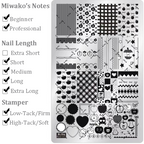 Cute Style Plaid Stamping Plate- Star Heart Bow Apple Flower Collage Nail Art for DIY Manicure Salon Design Supplies Tools