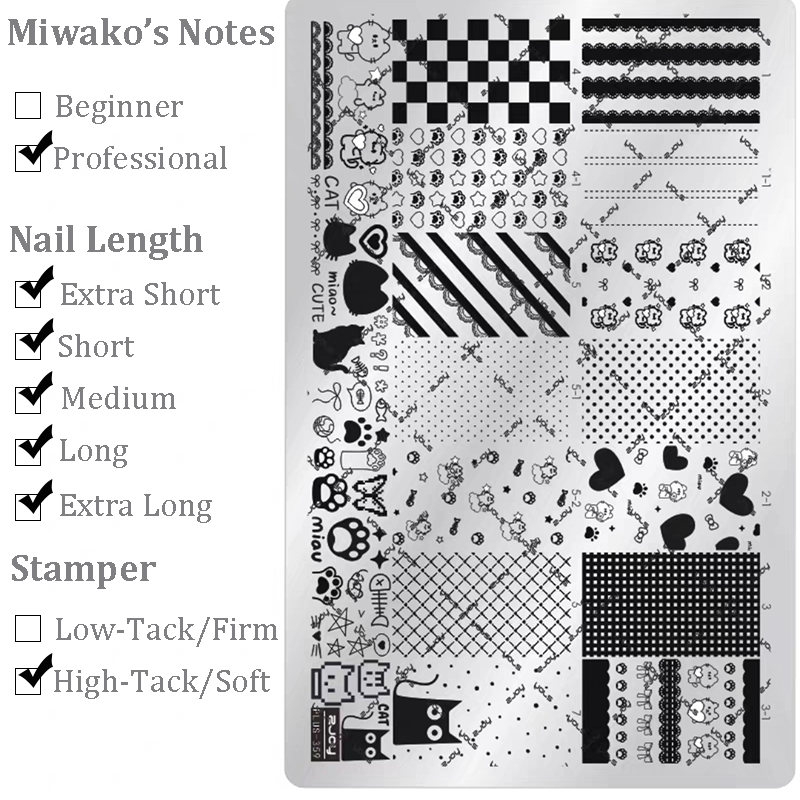 Cute Style Plaid Stamping Plate- Star Heart Bow Apple Flower Collage Nail Art for DIY Manicure Salon Design Supplies Tools