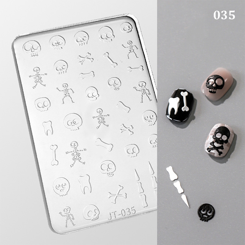 Halloween Silicone Mold - Shallow Groove for 3D Effect Embossed Stickers, Nail Art Decoration Carving Templates for DIY Precise Pattern