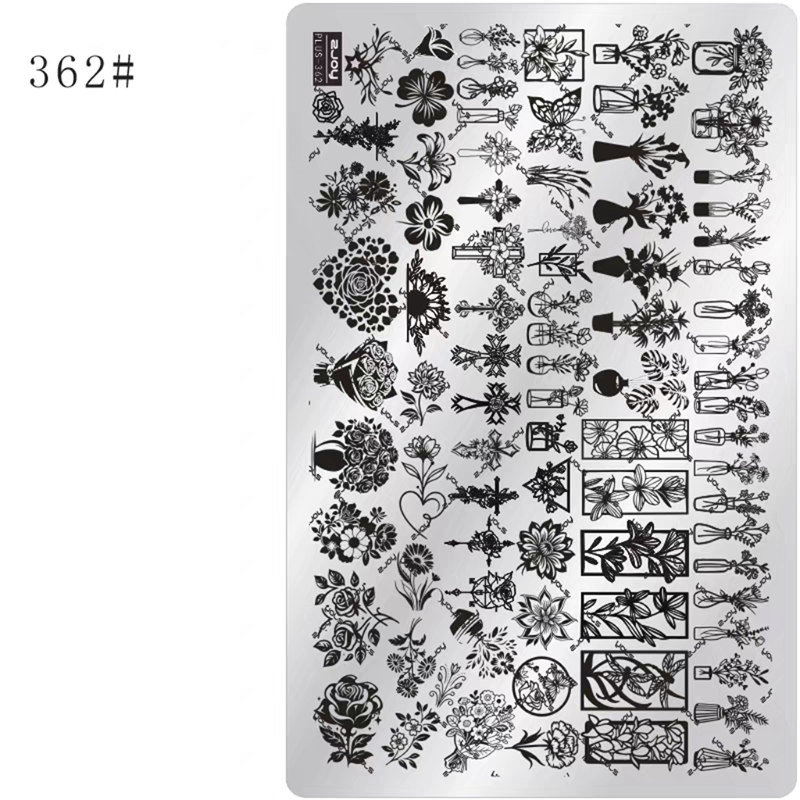 Floral Stamping Plate - Camellia Gardenia Orchid Iris Cute-style Nail Art for DIY Manicure Salon Design Supplies Tools