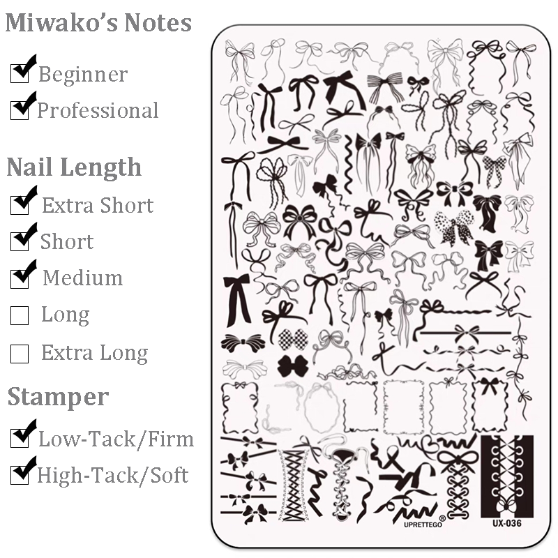 Bow Stamping Plate - Collage Cute Style Nail Art for DIY Manicure Salon Design Supplies Tools
