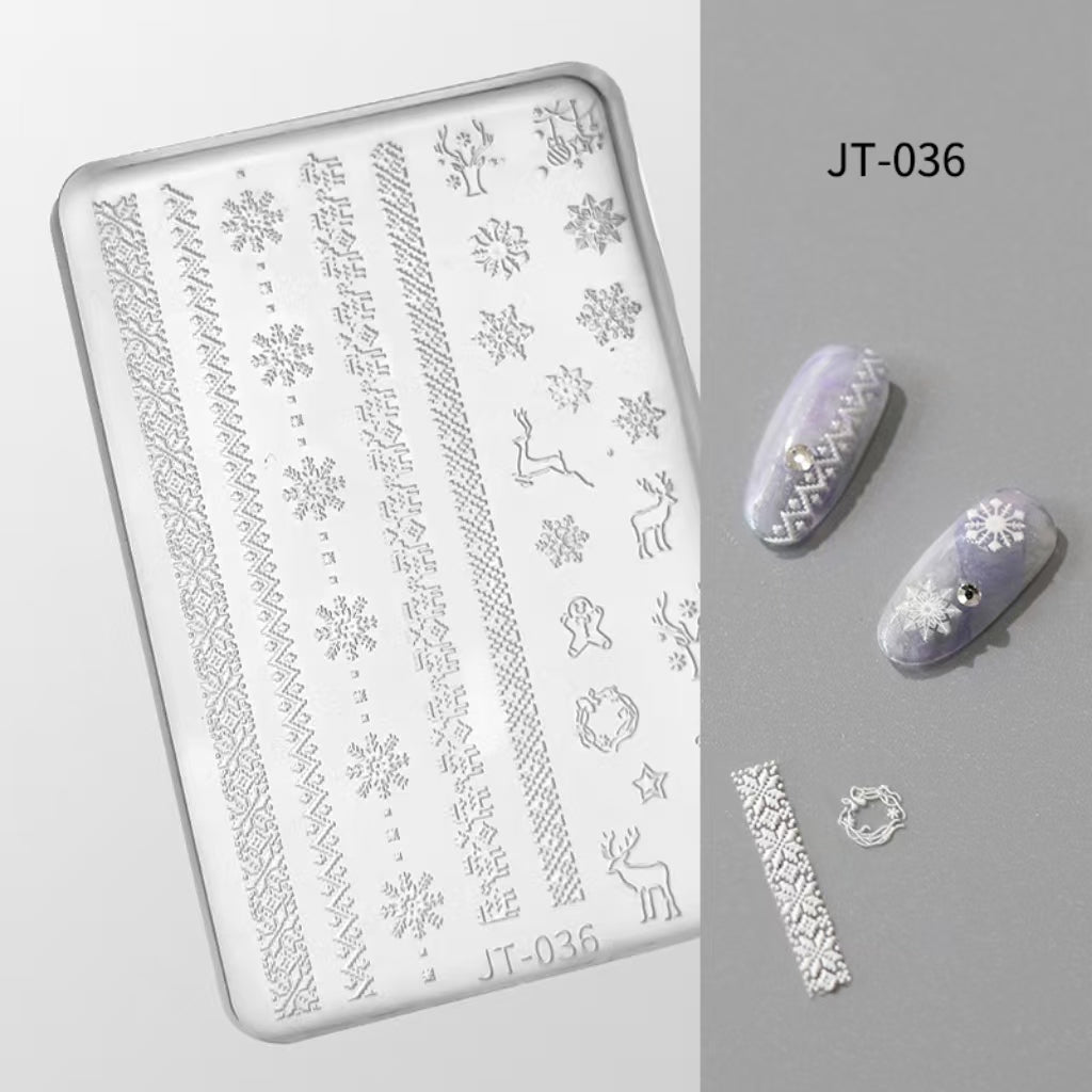 Lace Silicone Mold -Shallow Groove for 3D Effect Embossed Stickers, Nail Art Decoration Carving Templates for DIY Precise Pattern