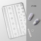 Christmas 3D Shallow Embossed Mold - Snowman Santa Reindeer 3D Nail Art Sticker Effect Silicone Groove Carving Templates for DIY Precise Pattern