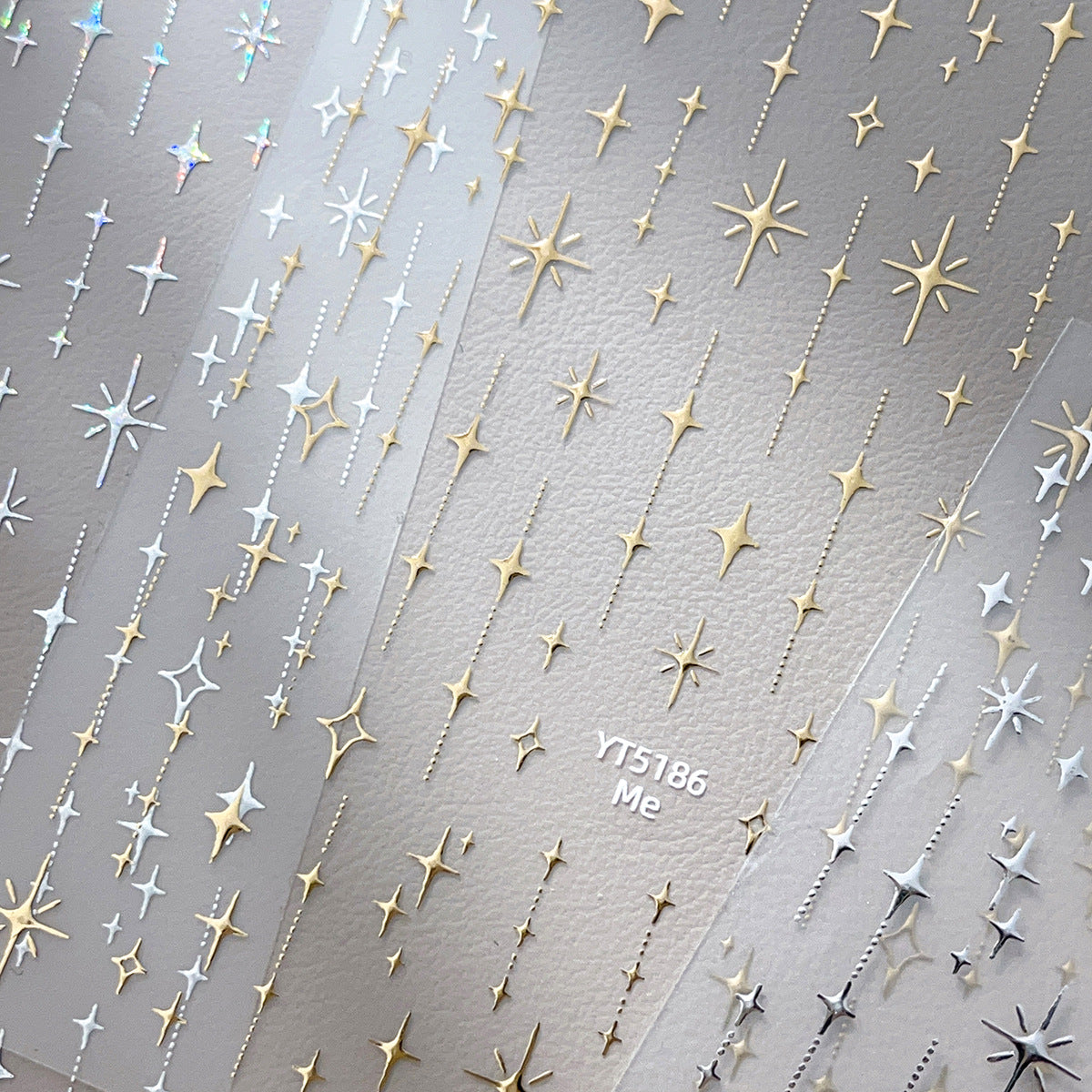 Cross Star Self-Adhesive Stickers - 3D  Ultra-thin Metallic Sheen Decals for Nail Art Decoration