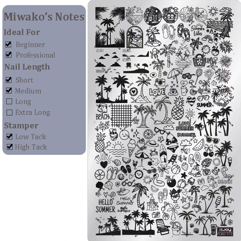 Ocean-themed Stamping Plate -Vacation style Nail Art for DIY Manicure Salon Design Supplies Tools