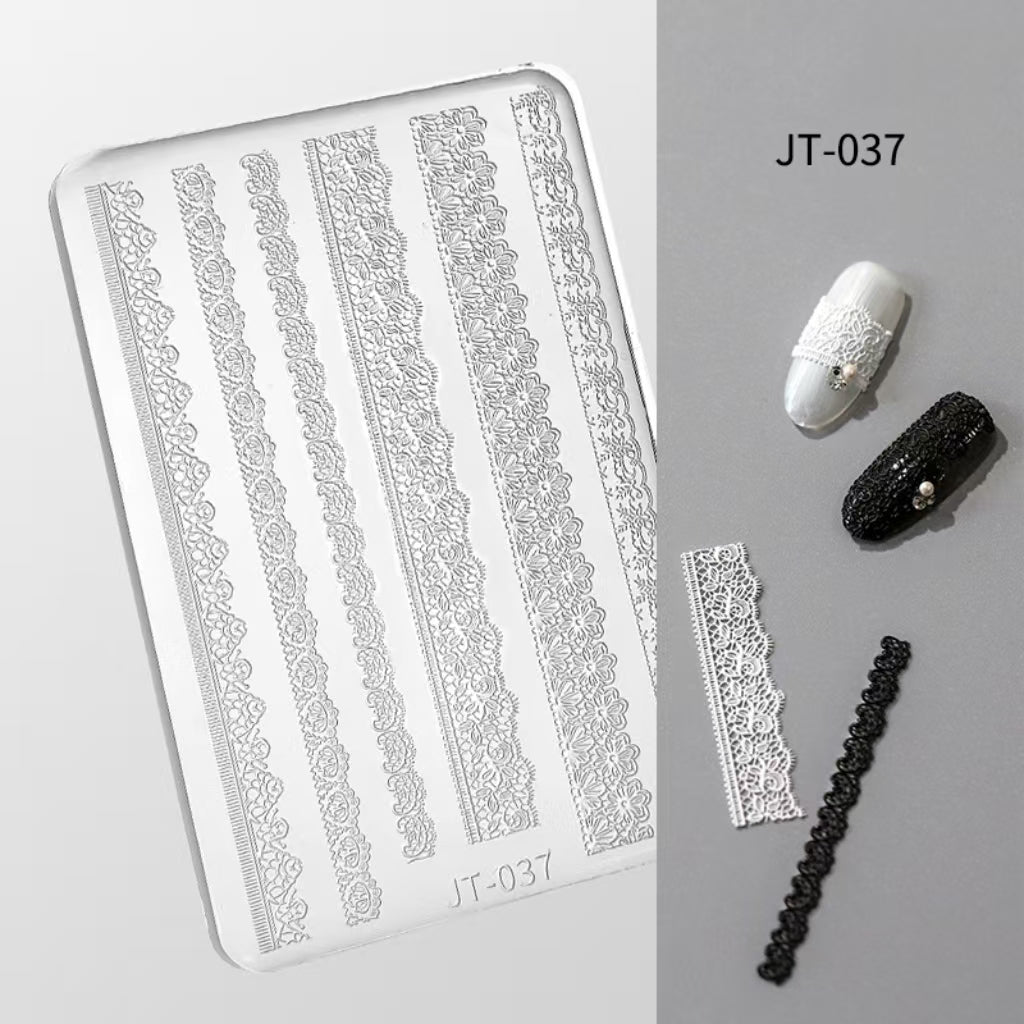 Lace Silicone Mold -Shallow Groove for 3D Effect Embossed Stickers, Nail Art Decoration Carving Templates for DIY Precise Pattern