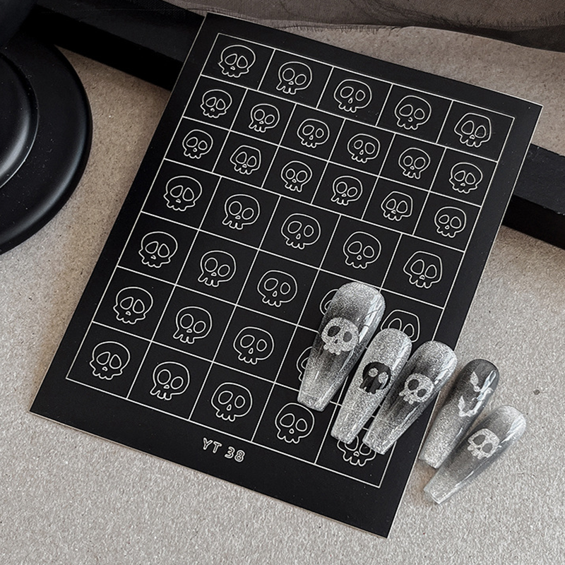 Halloween Nail Stencils Stickers for Skull Pumpkin Bat Ghost Nail Art Hollow Guides Decals Templates Supplies