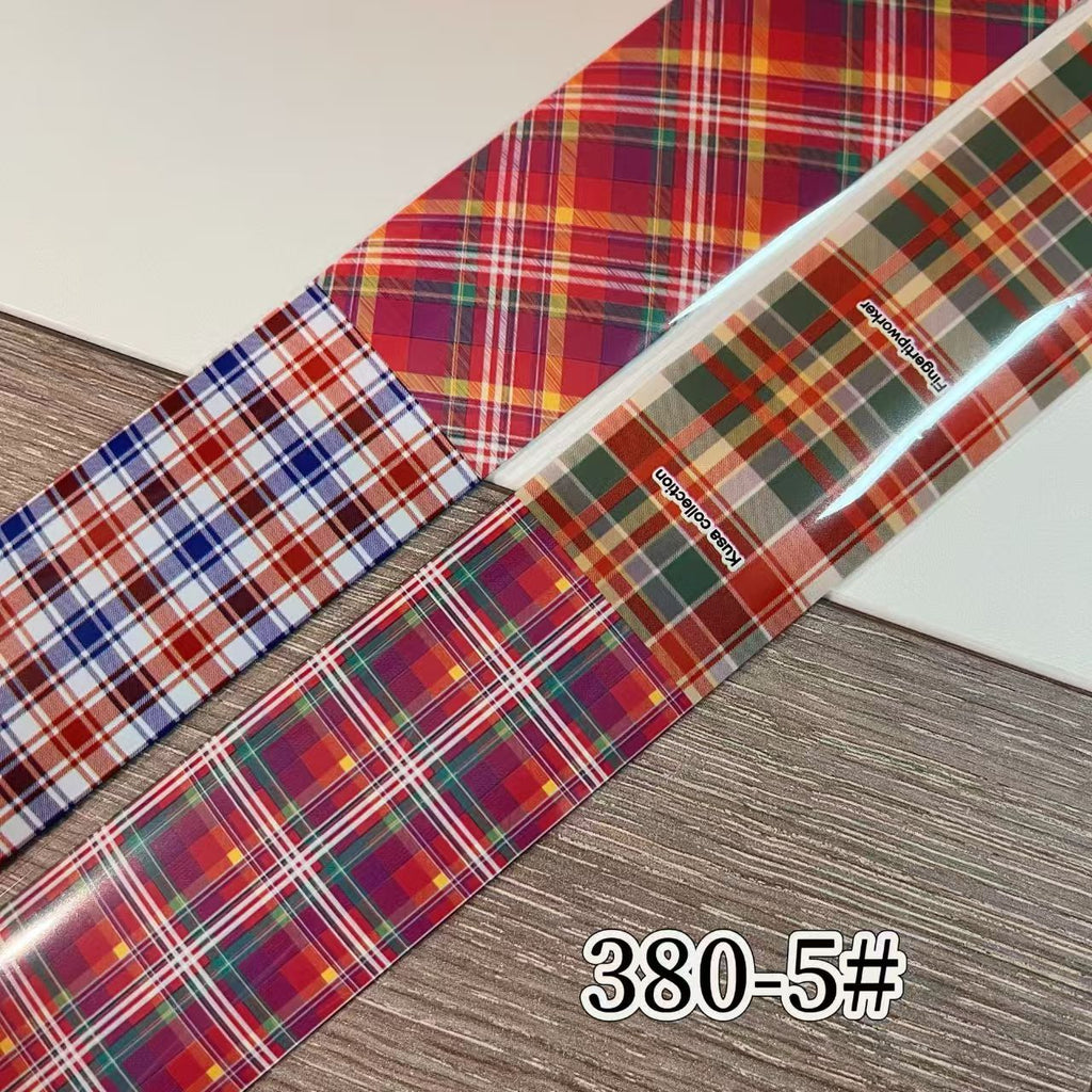 Plaid Pattern Foil Transfer - 1 Roll with Box Checkered Nail Art Colorful Prints Decals for DIY Decorations Supplies Design