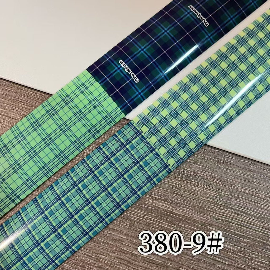 Plaid Pattern Foil Transfer - 1 Roll with Box Checkered Nail Art Colorful Prints Decals for DIY Decorations Supplies Design