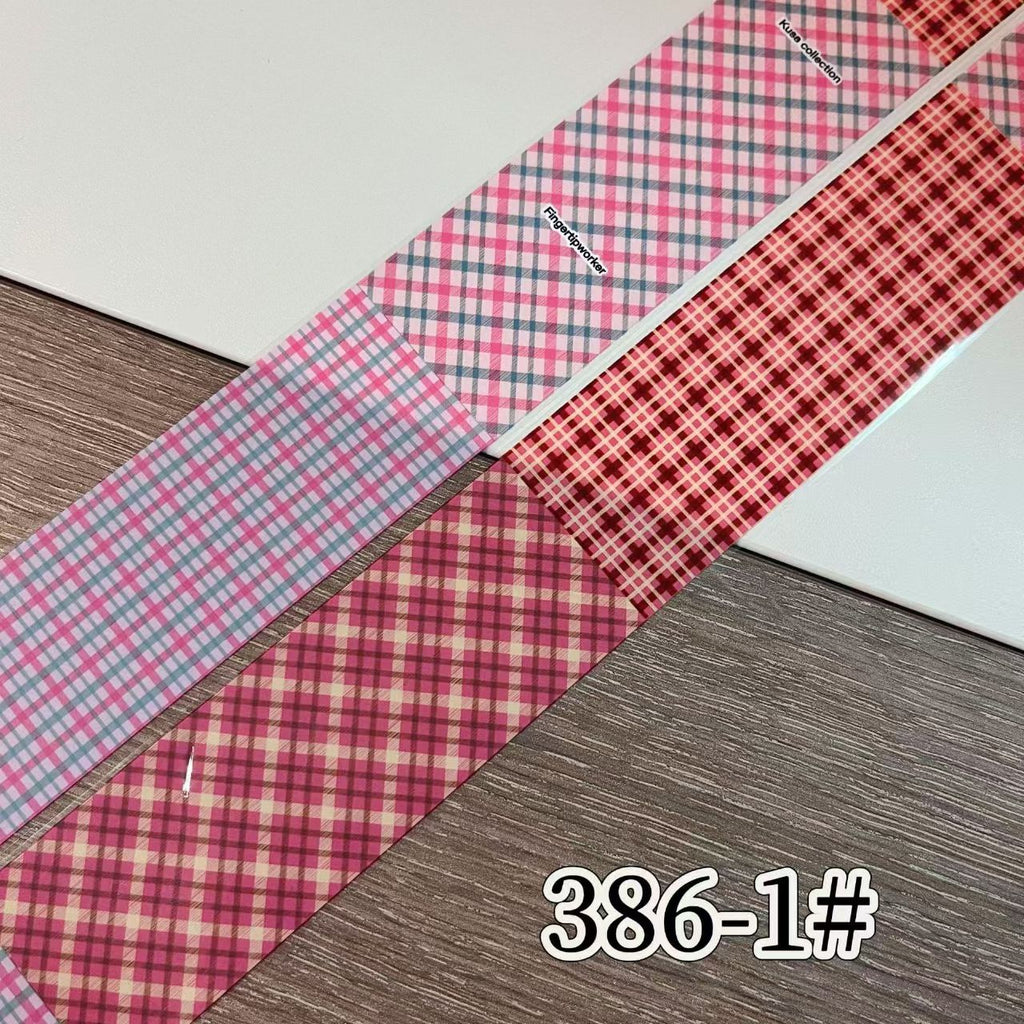Plaid Pattern Foil Transfer - 1 Roll with Box Checkered Nail Art Colorful Prints Decals for DIY Decorations Supplies Design