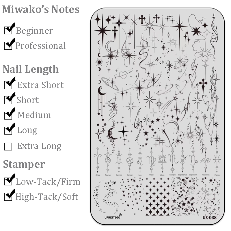 Star Stamping Plate - Zodiac Galaxy Pentagram Starburst Nail Art for DIY Manicure Salon Design Supplies Tools