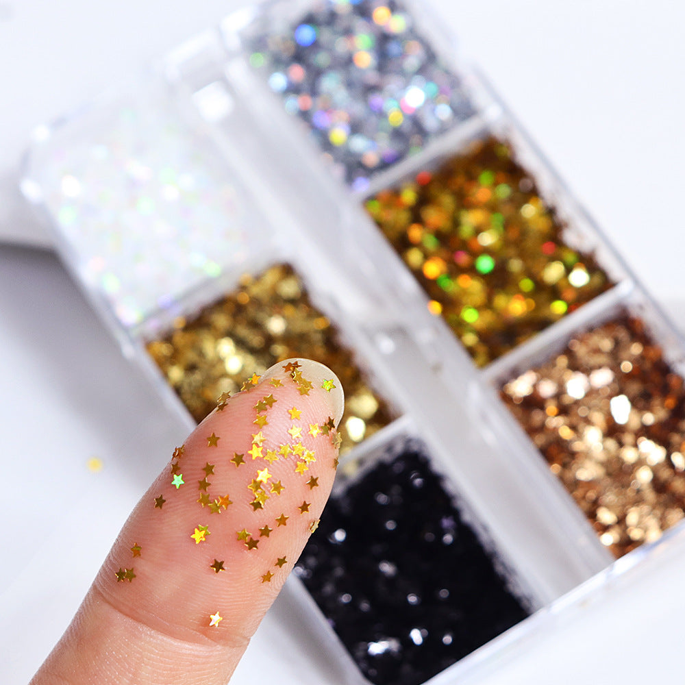 Pentagram Sequins - Thin 1mm 6 Metallic Gloss Colors 3D Holographic Colorful Nail Art Glitter Supplies for Nails DIY Decorations