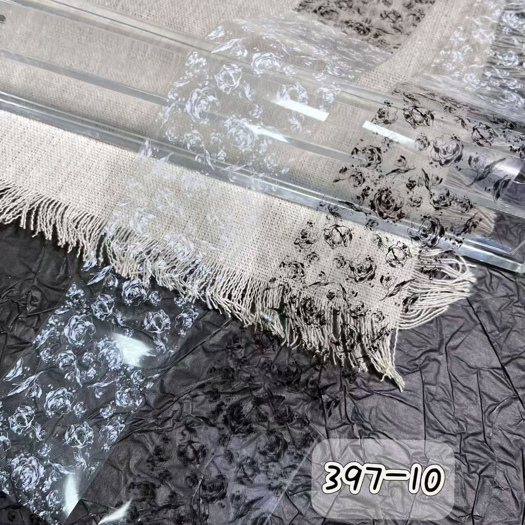 Black + White Foil Transfer - Bow Flower Butterfly Ribbon Nail Art Transparent Background Decals for DIY Decorations Supplies Design