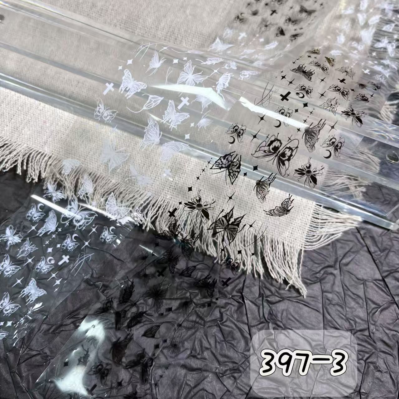 Black + White Foil Transfer - Bow Flower Butterfly Ribbon Nail Art Transparent Background Decals for DIY Decorations Supplies Design