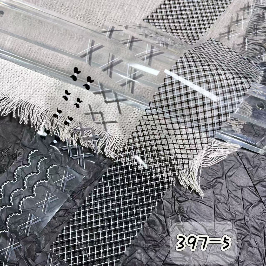 Black + White Foil Transfer - Bow Flower Butterfly Ribbon Nail Art Transparent Background Decals for DIY Decorations Supplies Design