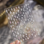 Stickers with Rhinestones - Pre-set Gems Cross Self-Adhesive Gothic Dark Romance Decals for Nail Art Decoration