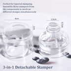 Stamper for Beginner - Low Tack Low Elastic 3-in-1 40mm and 15mm Wider Lager Silicone with Cap, Transparent Visible Body, No Misplacement for Stamping DIY, French Tip