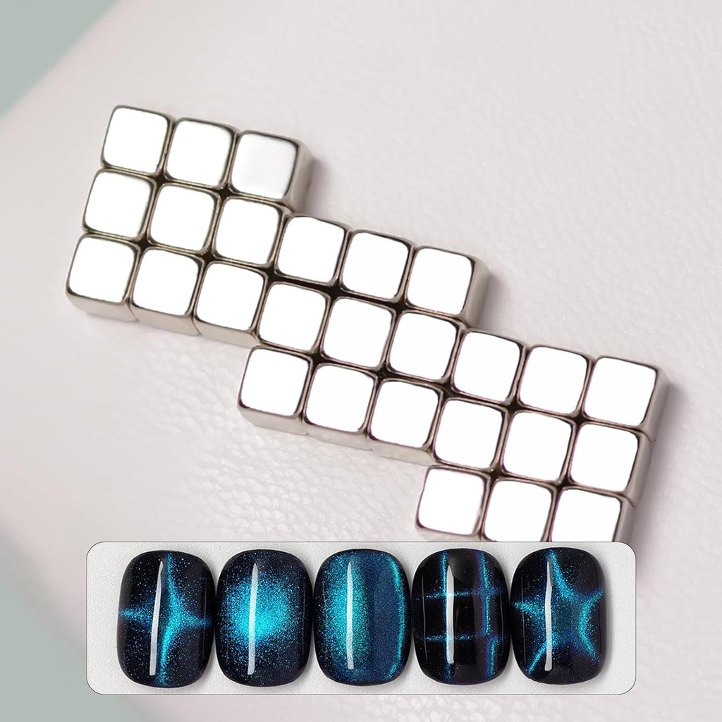 27Pcs Nail Magnet Squares for Beginner Professional - Grid Diagonals Pattern Designs Cat Eye Magnet Tool for Nail Art