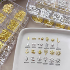 Christmas Charm - 12-Grid  Metallic Alloy Christmas Trees Nail 3D Art Accessories Easy-to-Apply for Beginner Professional Creative Eye-Catching Manicures