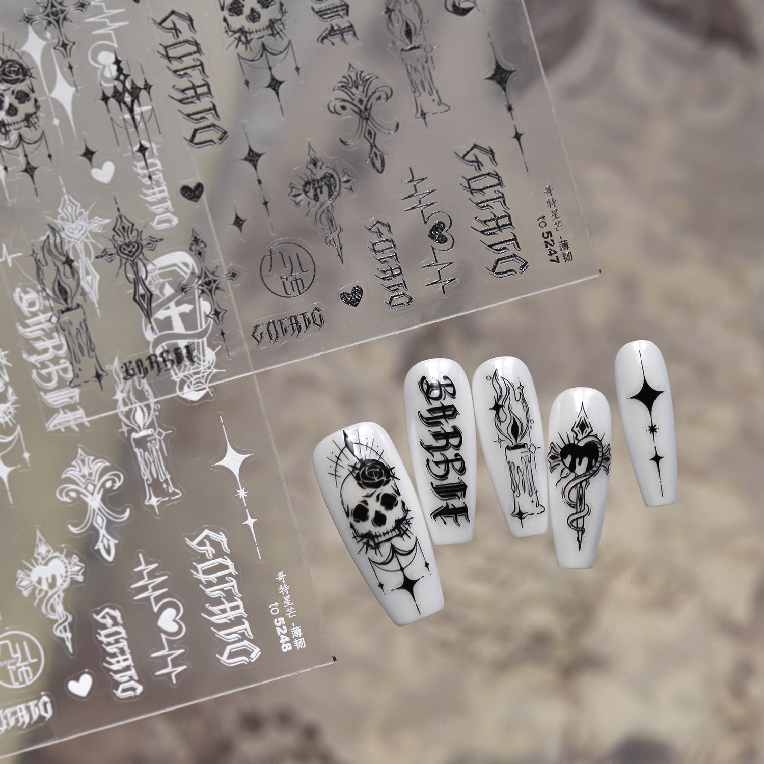 Ultra-Thin Stickers - Ultra-thin Cross Snake Skull Self-Adhesive Gothic Dark Romance Decals for Nail Art Decoration