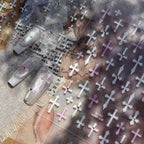 Stickers with Rhinestones - Pre-set Gems Cross Self-Adhesive Gothic Dark Romance Decals for Nail Art Decoration