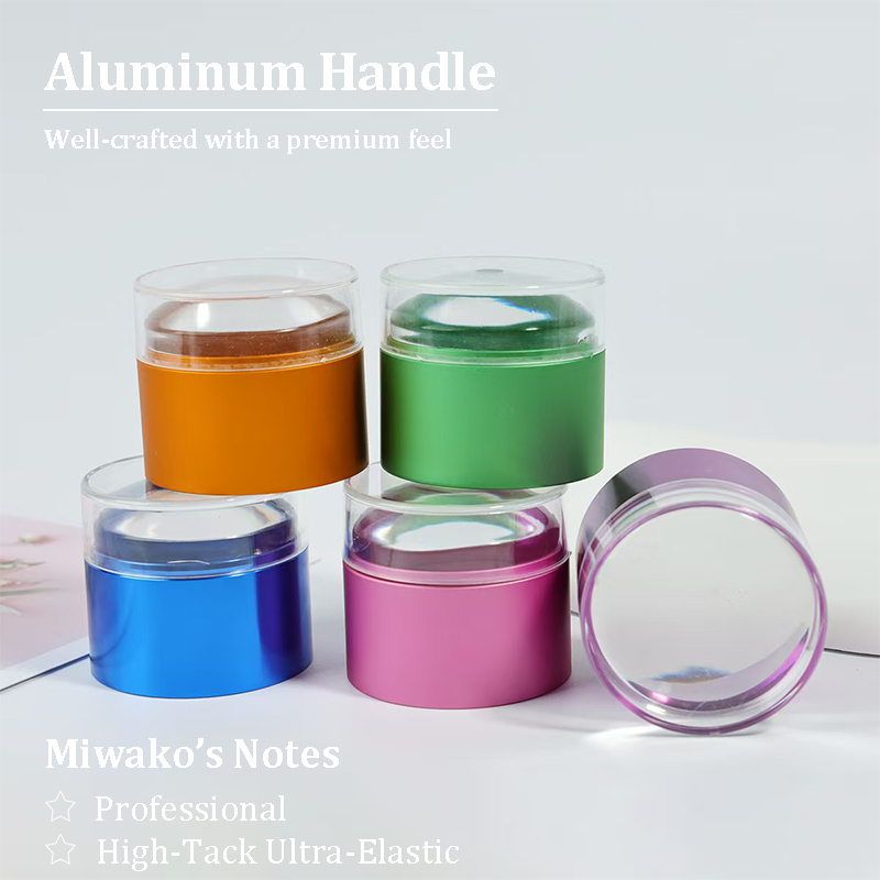 Stamper for Professional - High Tack Ultra Elastic 40mm Wider Lager Silicone with Cap, Aluminum Body, No Misplacement for Stamping DIY, French Tip