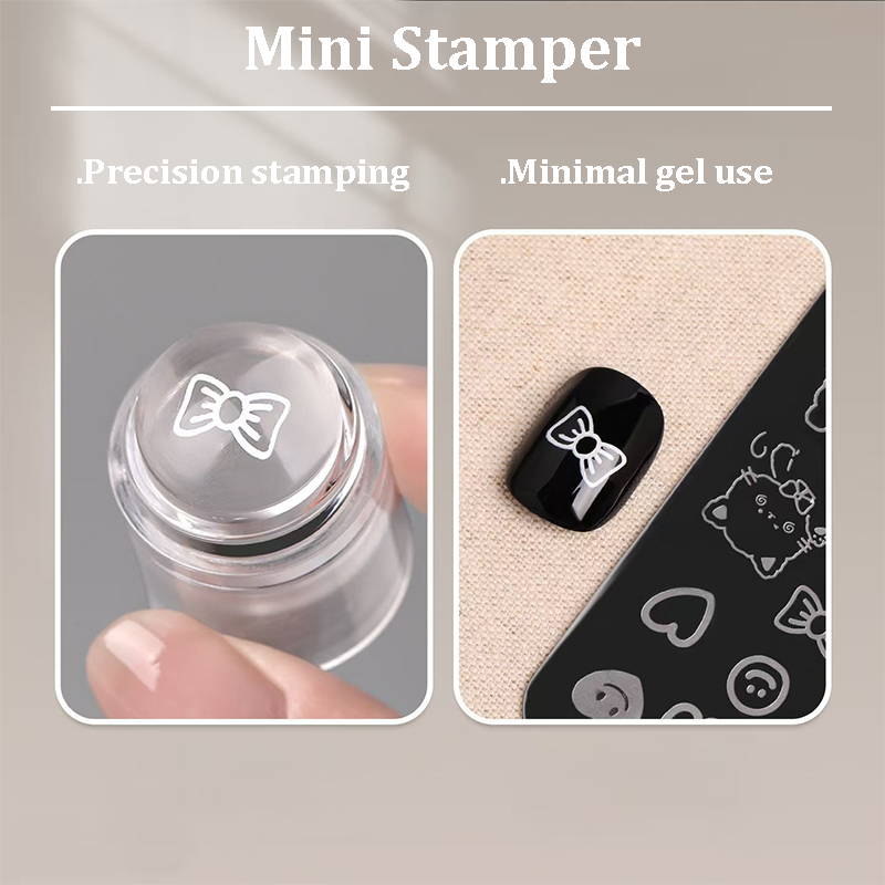 Mini Stamper for Beginner Professional - Low Tack Low Elastic Silicone Head with Cap, No Misplacement for Stamping DIY