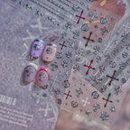 3D Stickers - Metallic Sheen Cross Snake Skull Self-Adhesive Gothic Dark Romance Decals for Nail Art Decoration