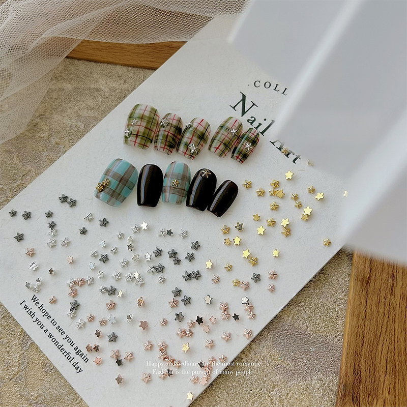 Mini Pentagram Charm -1 Box Mixed Sizes Metallic Alloy Star Nail 3D Art Accessories Easy-to-Apply for Beginner Professional Creative Eye-Catching Manicures