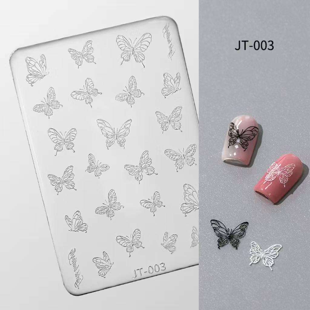 Butterfly Silicone Mold -Shallow Groove for 3D Effect Embossed Stickers, Nail Art Decoration Carving Templates for DIY Precise Pattern