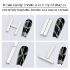 4Pcs Mini Nail Magnet Rectangle for Beginner Professional - Circles Lines Plaid Pattern Designs Cat Eye Magnet Tool for Nail Art