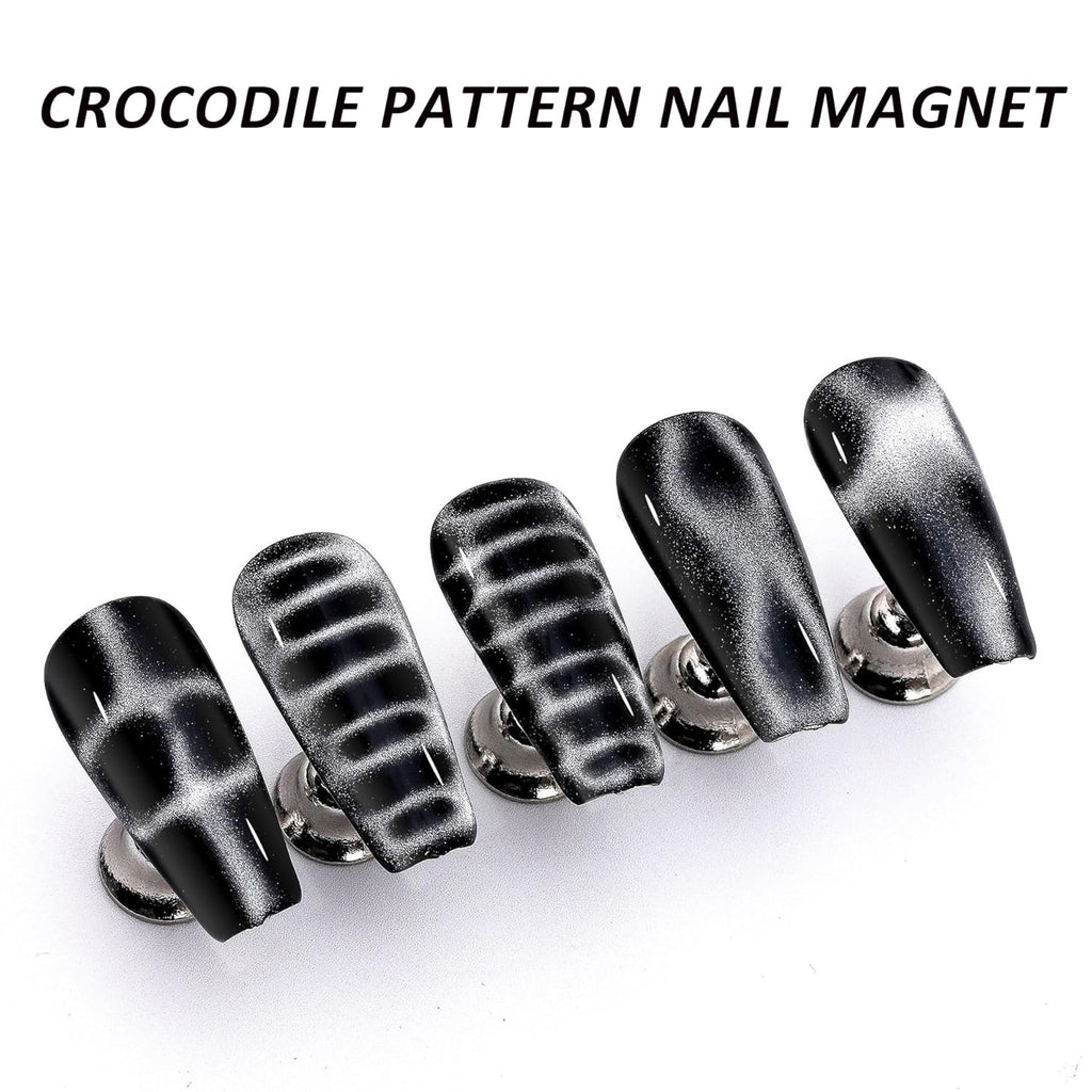 12Pcs Mini Nail Magnet Rectangle for Beginner Professional - Snakeskin Pattern Designs Cat Eye Magnet Tool for Nail Art