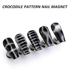 12Pcs Mini Nail Magnet Rectangle for Beginner Professional - Snakeskin Pattern Designs Cat Eye Magnet Tool for Nail Art