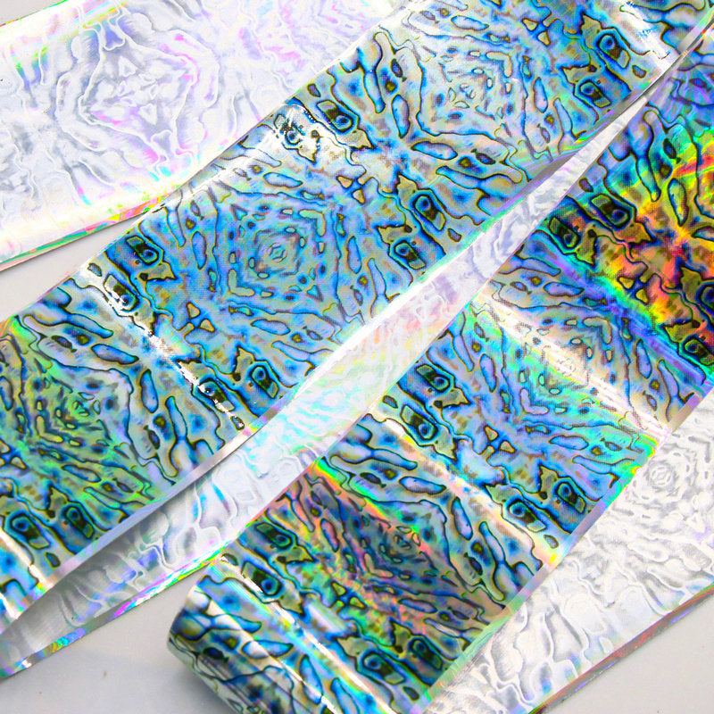 Iridescent Shell Foil Transfer - 10 Rolls/1 Box Nail Art Decals for DIY Decorations Supplies Design