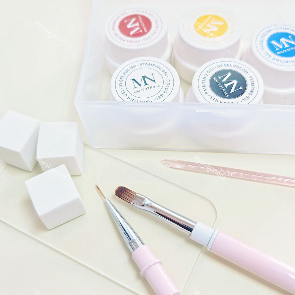 5 Colors 8g Painting Stamping Patting Nails Art Gel for Gradient Ombre French Tip Effect with Sponge Brush