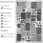 Cute Style Plaid Stamping Plate- Star Heart Bow Apple Flower Collage Nail Art for DIY Manicure Salon Design Supplies Tools