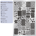 Cute Style Plaid Stamping Plate - Star Heart Bow Apple Flower Collage Nail Art for DIY Manicure Salon Design Supplies Tools