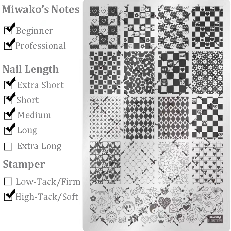 Heart Bow Stamping Plate - Collage Cute Style Nail Art for DIY Manicure Salon Design Supplies Tools