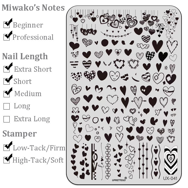 Heart Bow Stamping Plate - Collage Cute Style Nail Art for DIY Manicure Salon Design Supplies Tools