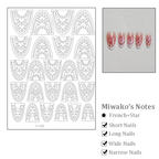 French Tips Stencils - French Tips with Lace Star Heart Patterns Self-adhesive Reusable Gel Airbrush Nail Guides Decals Templates Stickers Supplies Vinyl for beginners easy DIY Manicure