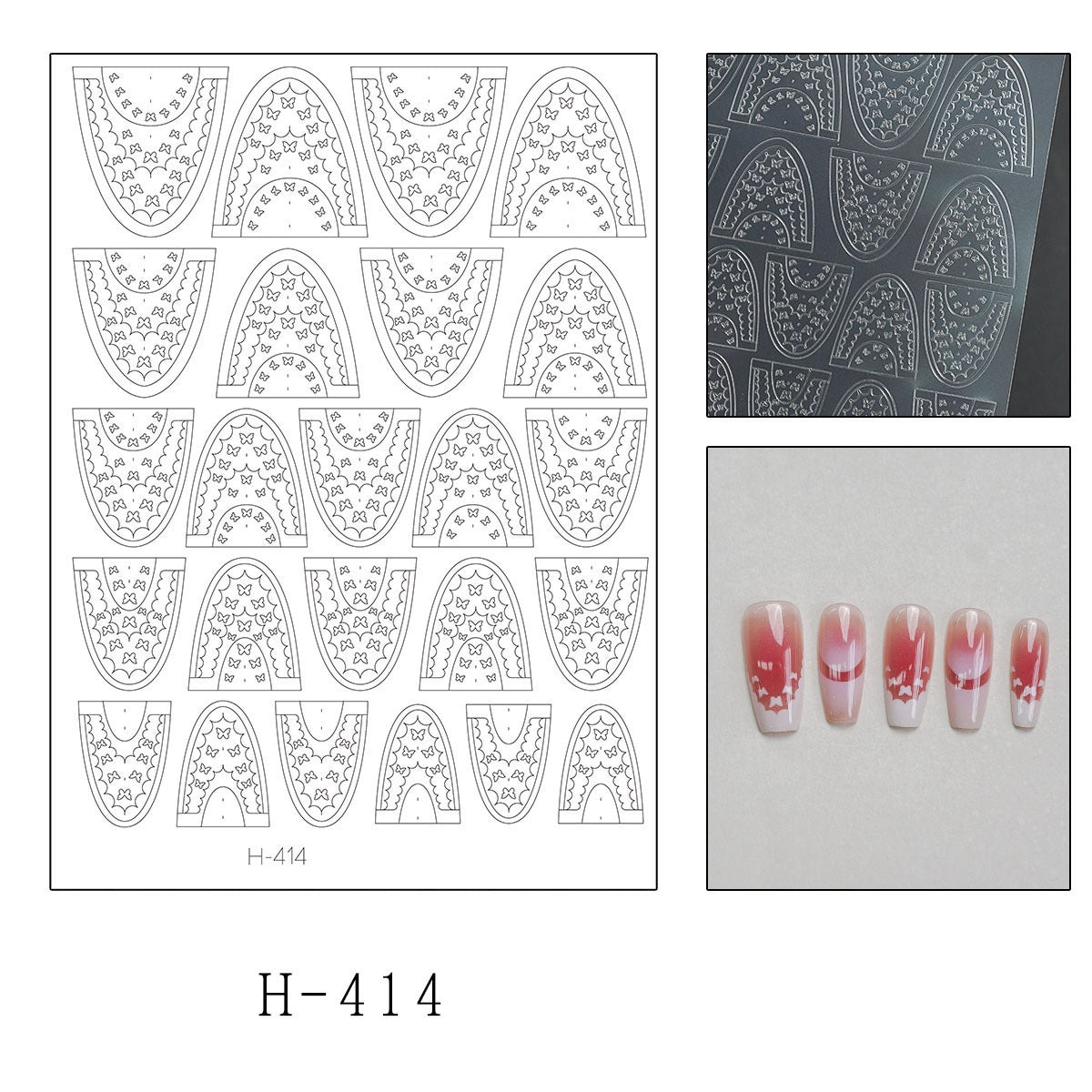 Butterfly Guide Stickers - Classic Cute Style Patterns Self-adhesive Reusable Gel Airbrush Nail Stencils Decals Templates Supplies Vinyl for beginners easy DIY Manicure