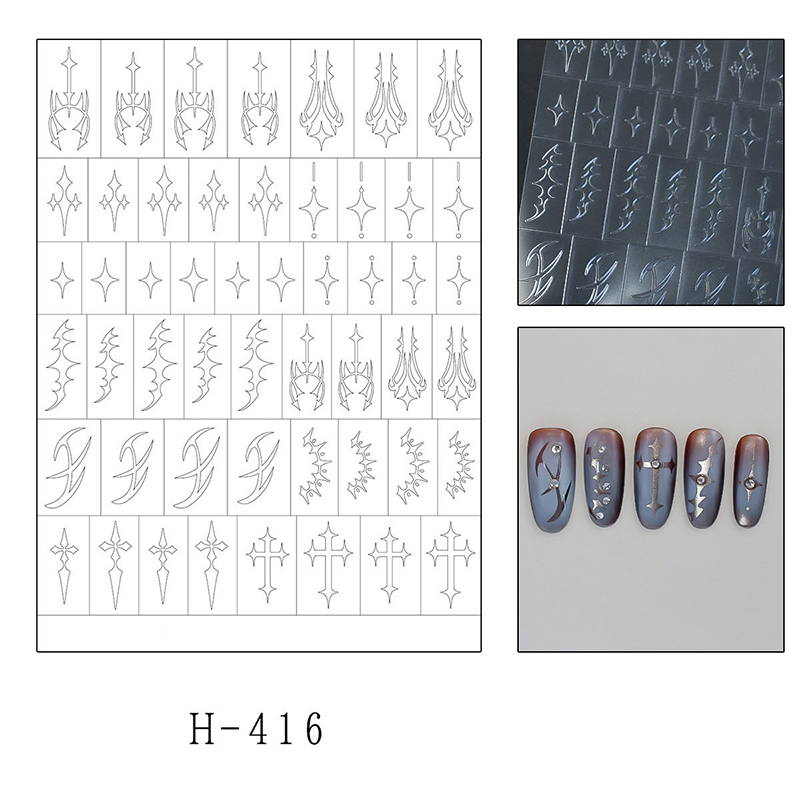 Cross Guide Stickers -  Cute Classic Style Patterns Self-adhesive Reusable Gel Airbrush Nail Stencils Decals Templates Supplies Vinyl for beginners easy DIY Manicure