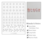 Snowflake Stencils - Winter Christmas Tree Patterns Self-adhesive Reusable Gel Airbrush Nail Guides Decals Templates Stickers Supplies Vinyl for beginners easy DIY Manicure