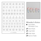 Snowflake Stencils - Winter Christmas Tree Patterns Self-adhesive Reusable Gel Airbrush Nail Guides Decals Templates Stickers Supplies Vinyl for beginners easy DIY Manicure